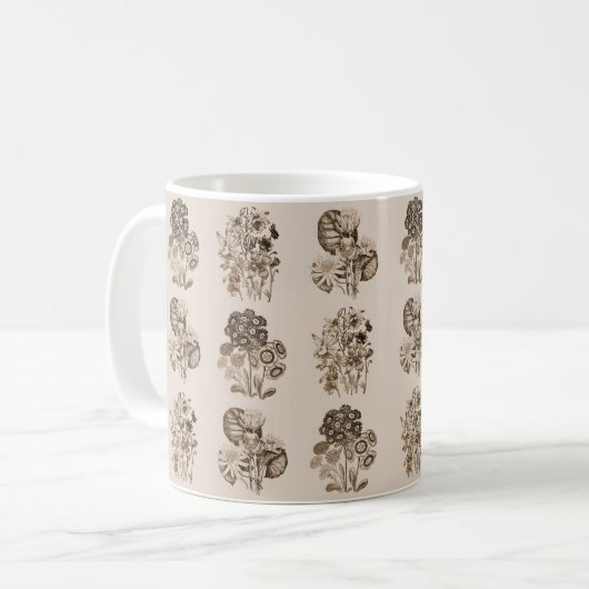 Monochrome Blume in Sepia Kaffeetasse (Vorderseite Links)