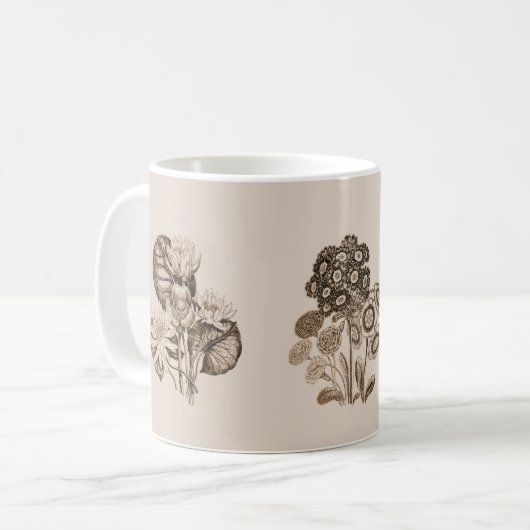 Monochrome Blume in Sepia Kaffeetasse (Vorderseite Links)