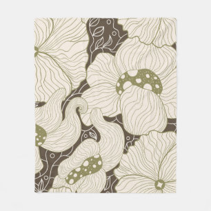 Monochrome Blume Kontur stilvolle elegante Blume Fleecedecke