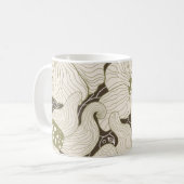 Monochrome Blume Kontur stilvolle elegante Blume Kaffeetasse (Vorderseite Links)