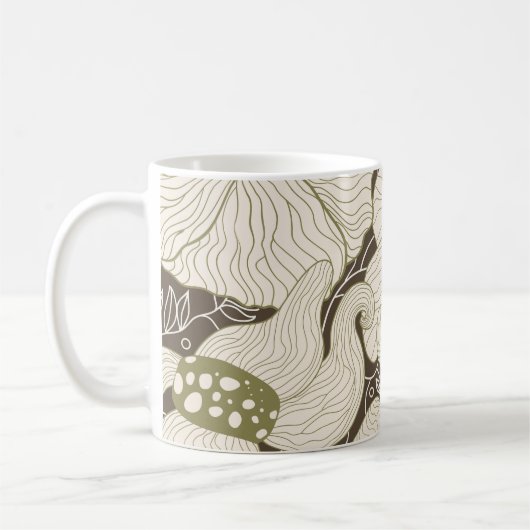 Monochrome Blume Kontur stilvolle elegante Blume Kaffeetasse (Links)