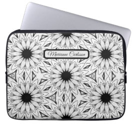 Monochrome Blume Muster Notebook-Sieb Laptopschutzhülle