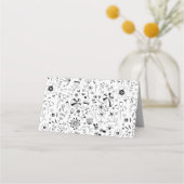 Monochrome Blume Platzkarte (Rückseite)