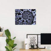 Monochrome Blume und Diamanten Poster (Heimbüro)