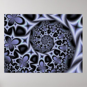 Monochrome Blume und Diamanten Poster
