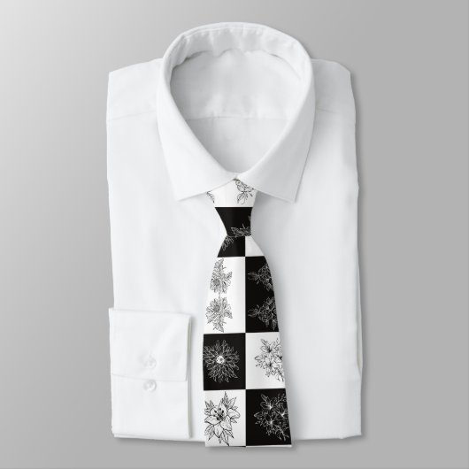 Monochrome Blume und Prüfmuster Krawatte (Gebunden)