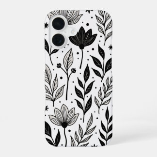 "Monochrome Blumen Eleganz: Ein Vintage-inspiriert iPhone 16 Hülle