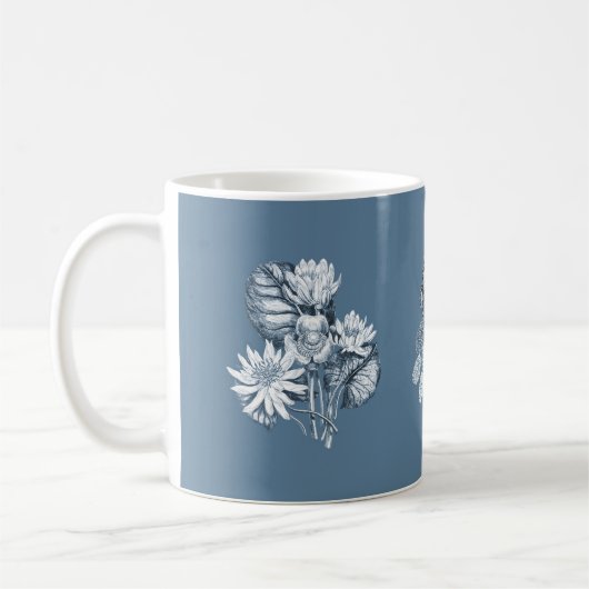 Monochrome Blumen in Blau Kaffeetasse (Links)