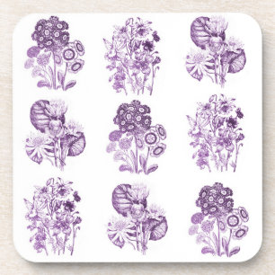 Monochrome Blumen in Lila Getränkeuntersetzer