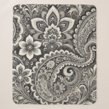 Monochrome Blumen-Paisley-Eleganz