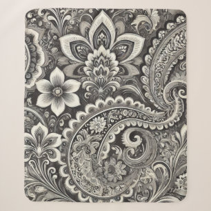 Monochrome Blumen-Paisley-Eleganz Sherpadecke