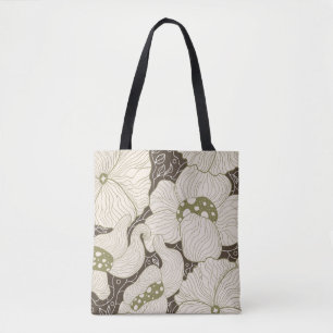 Monochrome Blumen umreißen stilisierte elegante Bl Tasche