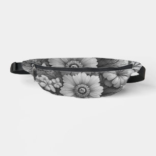 Monochrome Blumenbouquet Bauchtasche