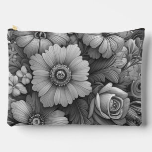 Monochrome Blumenbouquet Zubehörtasche