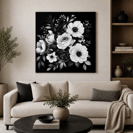 Monochrome Blumengestecke Leinwanddruck