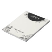 Monochrome Blumenseiten-Notizseite Notizblock (Rotiert)
