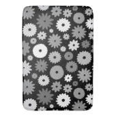 Monochrome Blüten großes Muster Badematte (Vorderseite Vertikal)