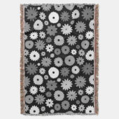 Monochrome Blüten großes Muster Decke (Vorderseite Vertikal)