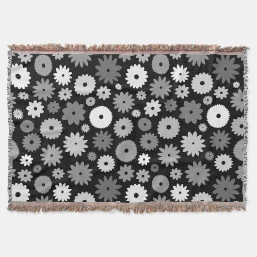 Monochrome Blüten großes Muster Decke (Vorderseite)