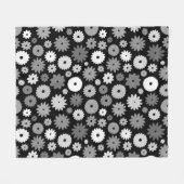 Monochrome Blüten großes Muster Fleecedecke (Vorderseite (Horizontal))