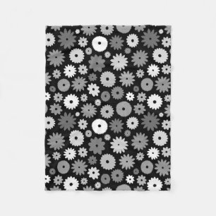 Monochrome Blüten großes Muster Fleecedecke