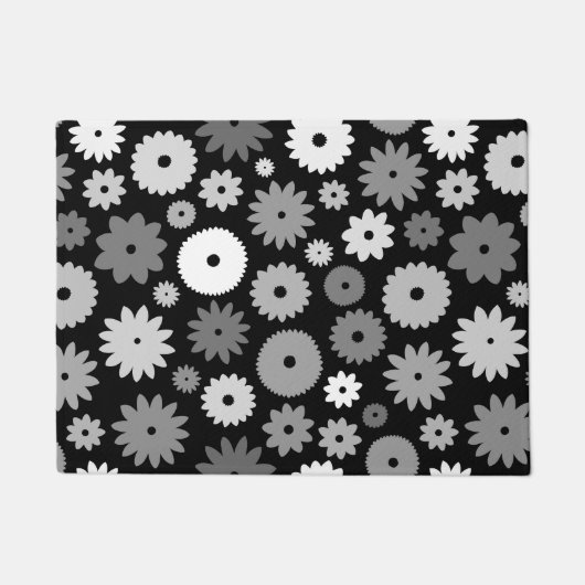Monochrome Blüten großes Muster Fußmatte (Vorderseite)