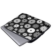 Monochrome Blüten großes Muster Laptopschutzhülle (Vorne Knopf)