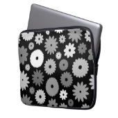 Monochrome Blüten großes Muster Laptopschutzhülle (Vorderseite Links)