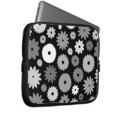 Monochrome Blüten großes Muster Laptopschutzhülle (Vorne Rechts)