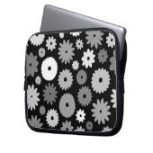 Monochrome Blüten großes Muster Laptopschutzhülle (Vorderseite Links)