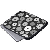 Monochrome Blüten großes Muster Laptopschutzhülle (Vorne Knopf)
