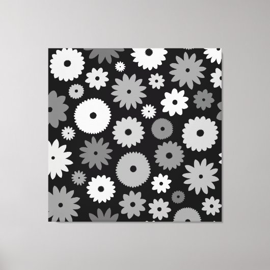 Monochrome Blüten großes Muster Leinwanddruck (Vorderseite)