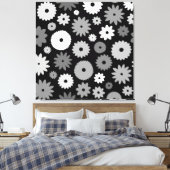 Monochrome Blüten großes Muster Leinwanddruck (Insitu (Schlafzimmer))