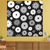 Monochrome Blüten großes Muster Leinwanddruck (Insitu (Wohnzimmer))