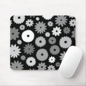 Monochrome Blüten großes Muster Mousepad (Mit Mouse)