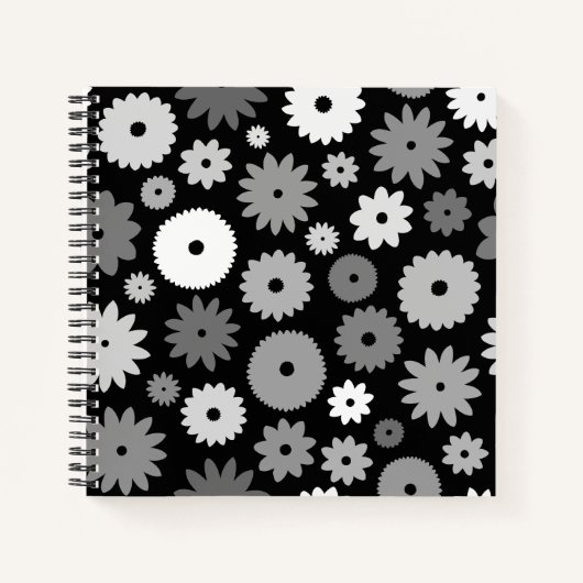 Monochrome Blüten großes Muster Notizblock (Vorderseite)