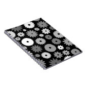 Monochrome Blüten großes Muster Notizblock (Rechte Seite)