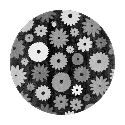 Monochrome Blüten großes Muster Schneidebrett (Vorderseite)
