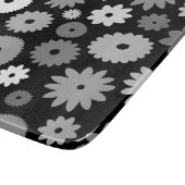 Monochrome Blüten großes Muster Schneidebrett (Ecke)