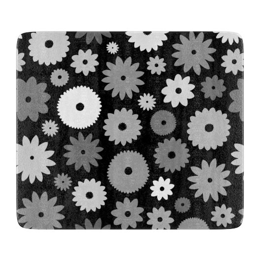 Monochrome Blüten großes Muster Schneidebrett (Vorderseite)