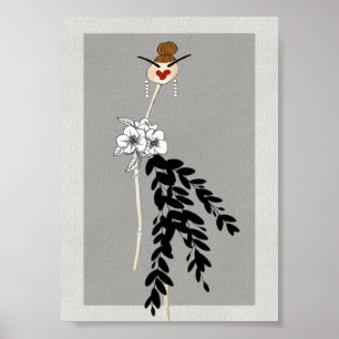 Monochrome Blüten Poster