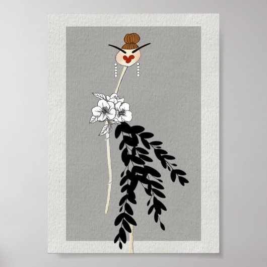 Monochrome Blüten Poster (Vorne)