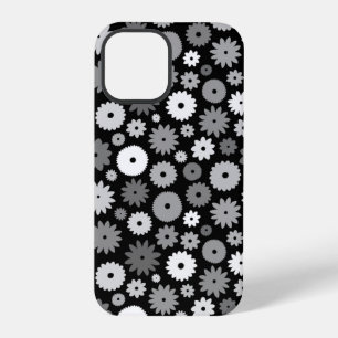 Monochrome Blüten Wiederholungsmuster iPhone 12 Pro Hülle