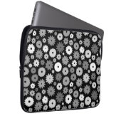 Monochrome Blüten Wiederholungsmuster Laptopschutzhülle (Vorne Rechts)