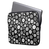 Monochrome Blüten Wiederholungsmuster Laptopschutzhülle (Vorderseite Links)