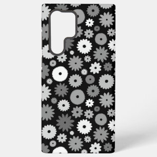 Monochrome Blüten Wiederholungsmuster Samsung Galaxy Hülle