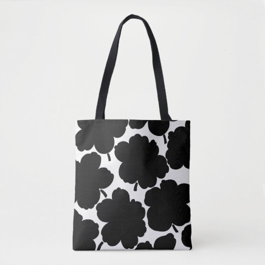 Monochrome Blütenfarbe Schwarz & Weiß Tasche (Vorderseite)