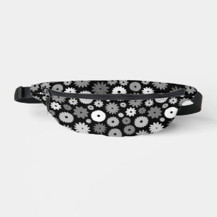 Monochrome Blütenmuster Bauchtasche