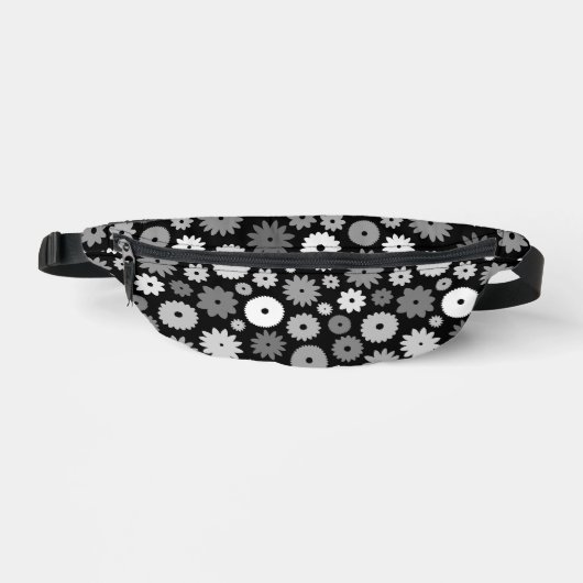 Monochrome Blütenmuster Bauchtasche (Vorderseite)