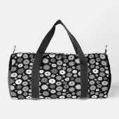 Monochrome Blütenmuster Duffle Bag (Rückseite)